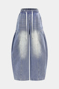 Denim Drawstring Shirred Waistband Jeans