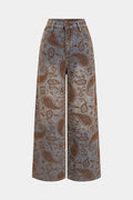 Floral Embroidery Zipper Straight Pants