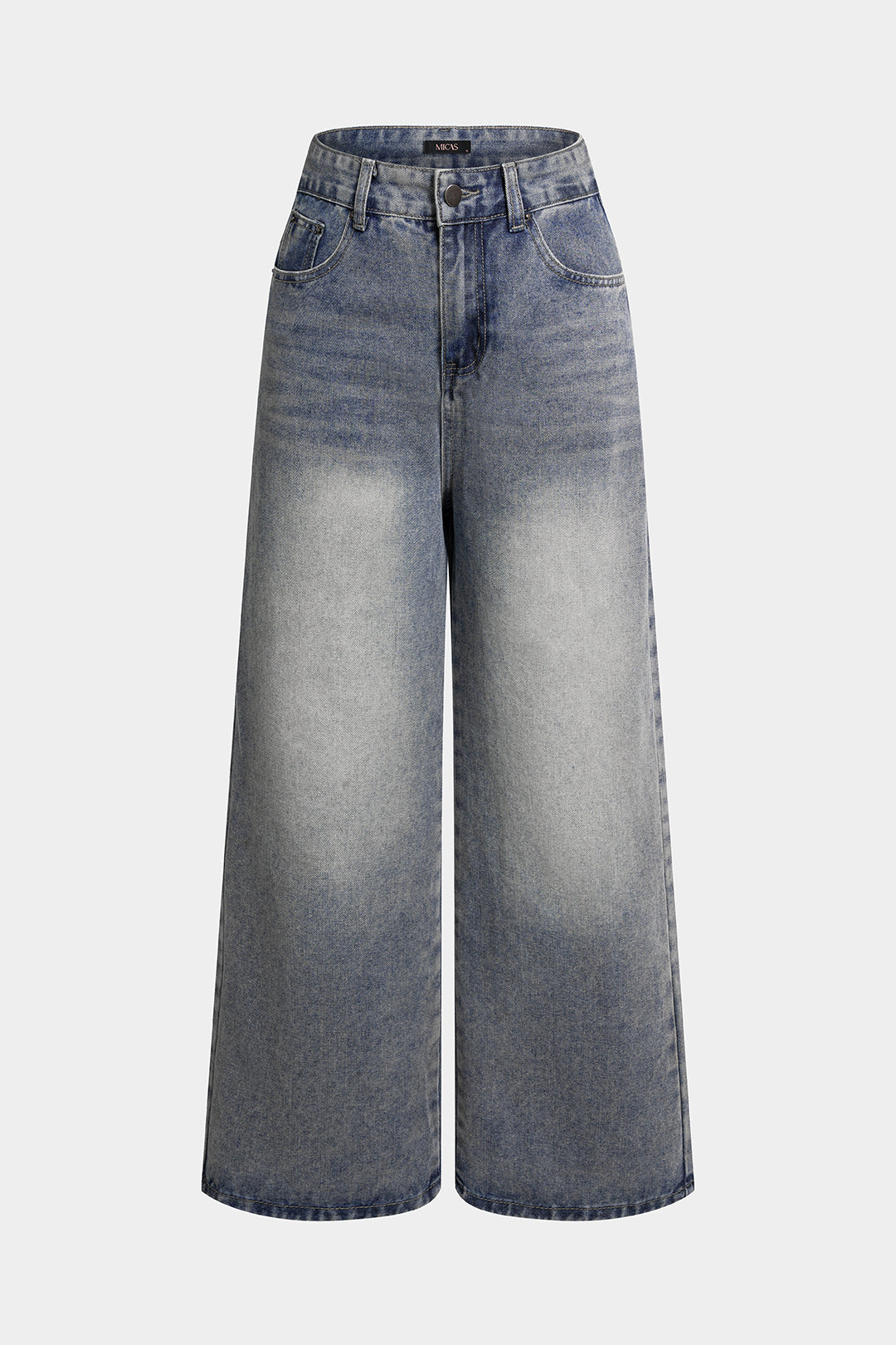 Denim Asymmetrical Wide Leg Jeans