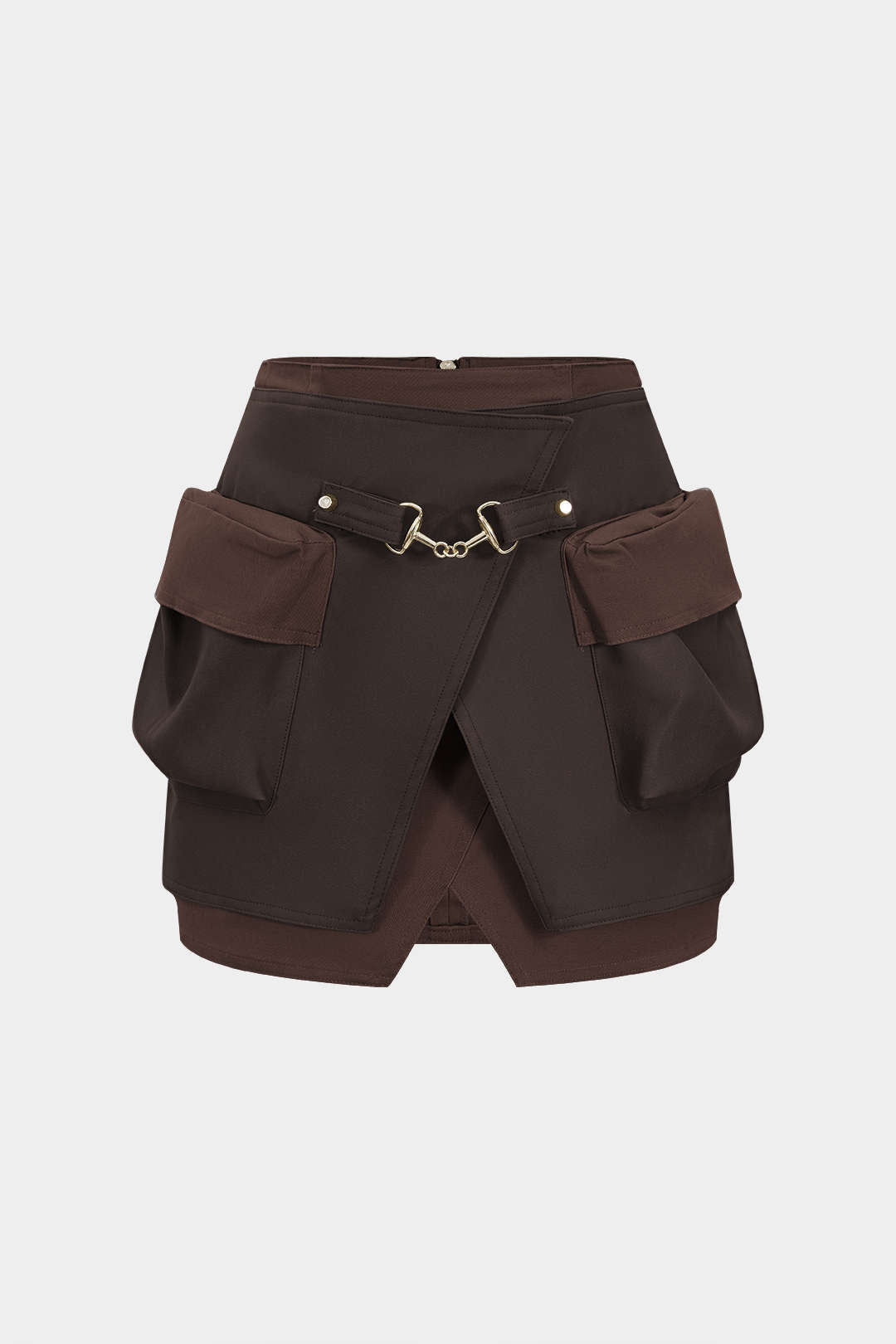 Faux Leather Contrast Pocket Skirt