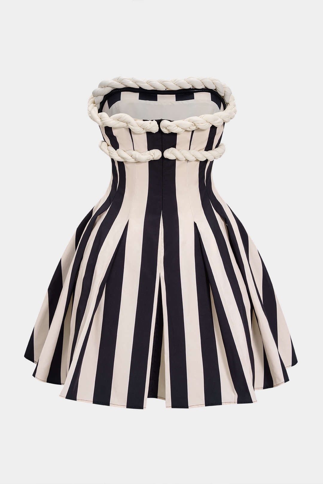 Stripes Print Twist Knot Strapless Sleeveless Mini Dress