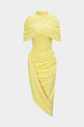 Mesh Mock Neck Cover Up And Asymmetrical Sleevelss Dress