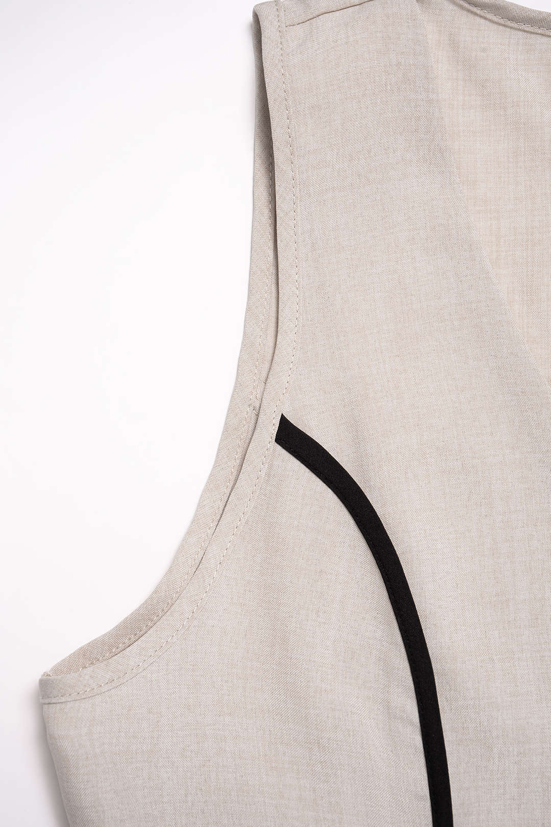 Contrast V-Neck Vest And Wide Leg Pants
