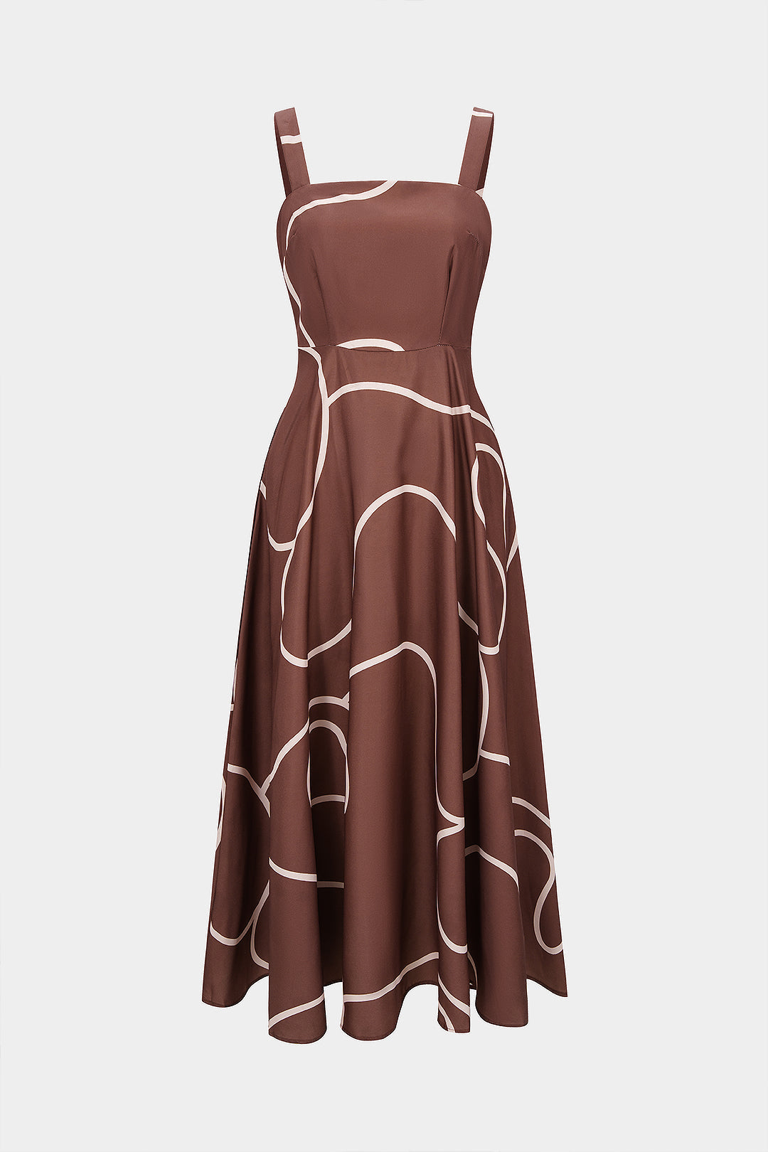 Abstract Print Square Neck Sleeveless Maxi Dress