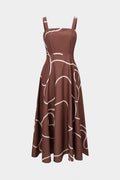 Abstract Print Square Neck Sleeveless Maxi Dress