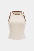 Contrast Metallic Decor Sleeveless Tank Top