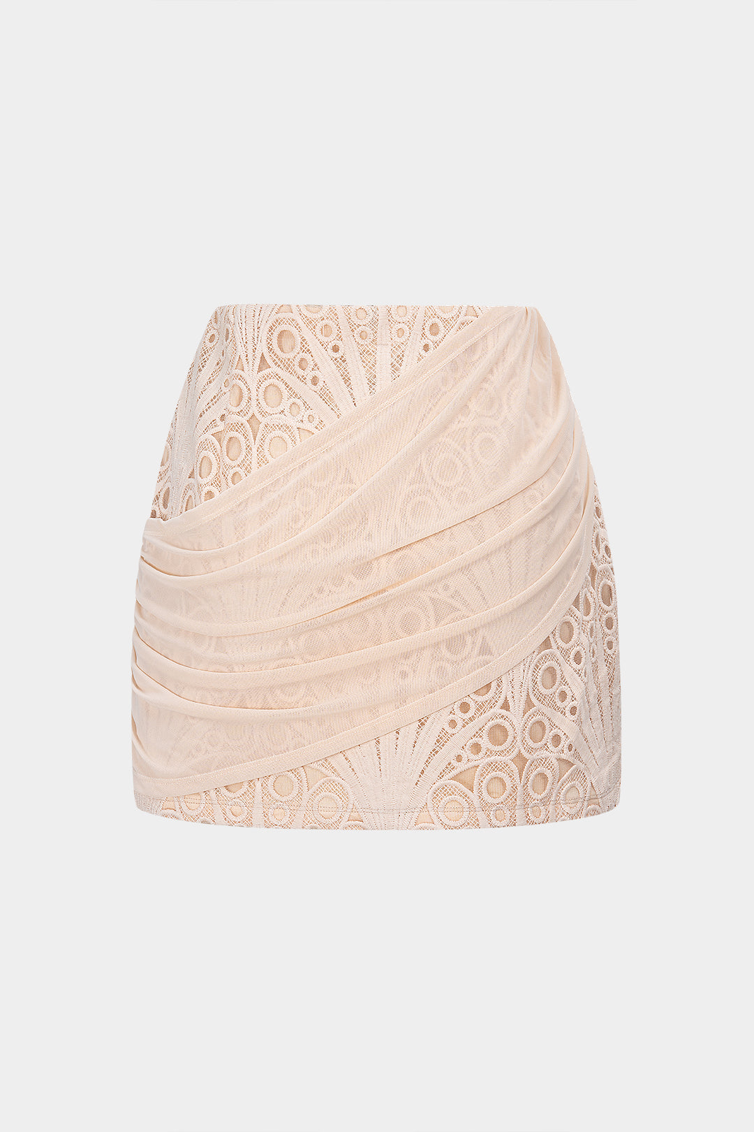 Lace Patchwork Asymmetrical Ruched Skirt