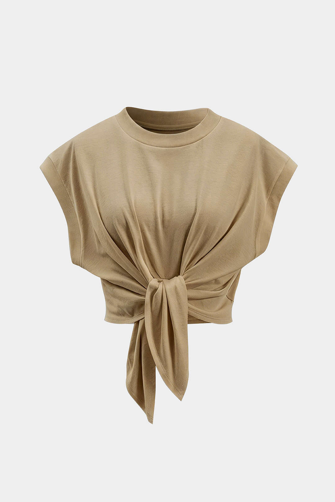 Solid Ruched Tie Front T-Shirt