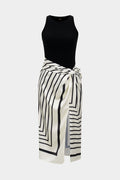 Stripes Print Patchwork Sleeveless Midi Dress