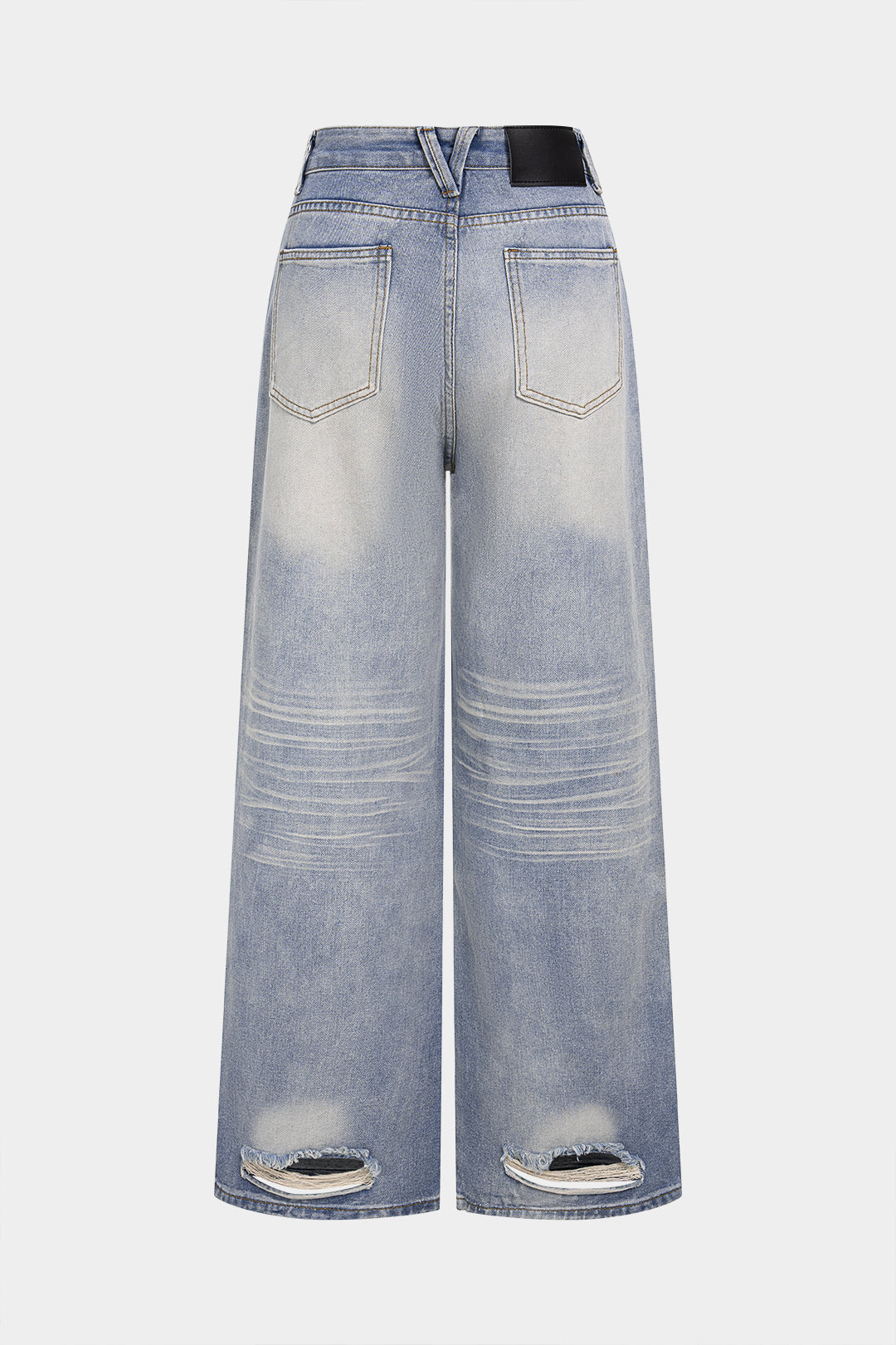 Denim Ripped Straight Leg Jeans