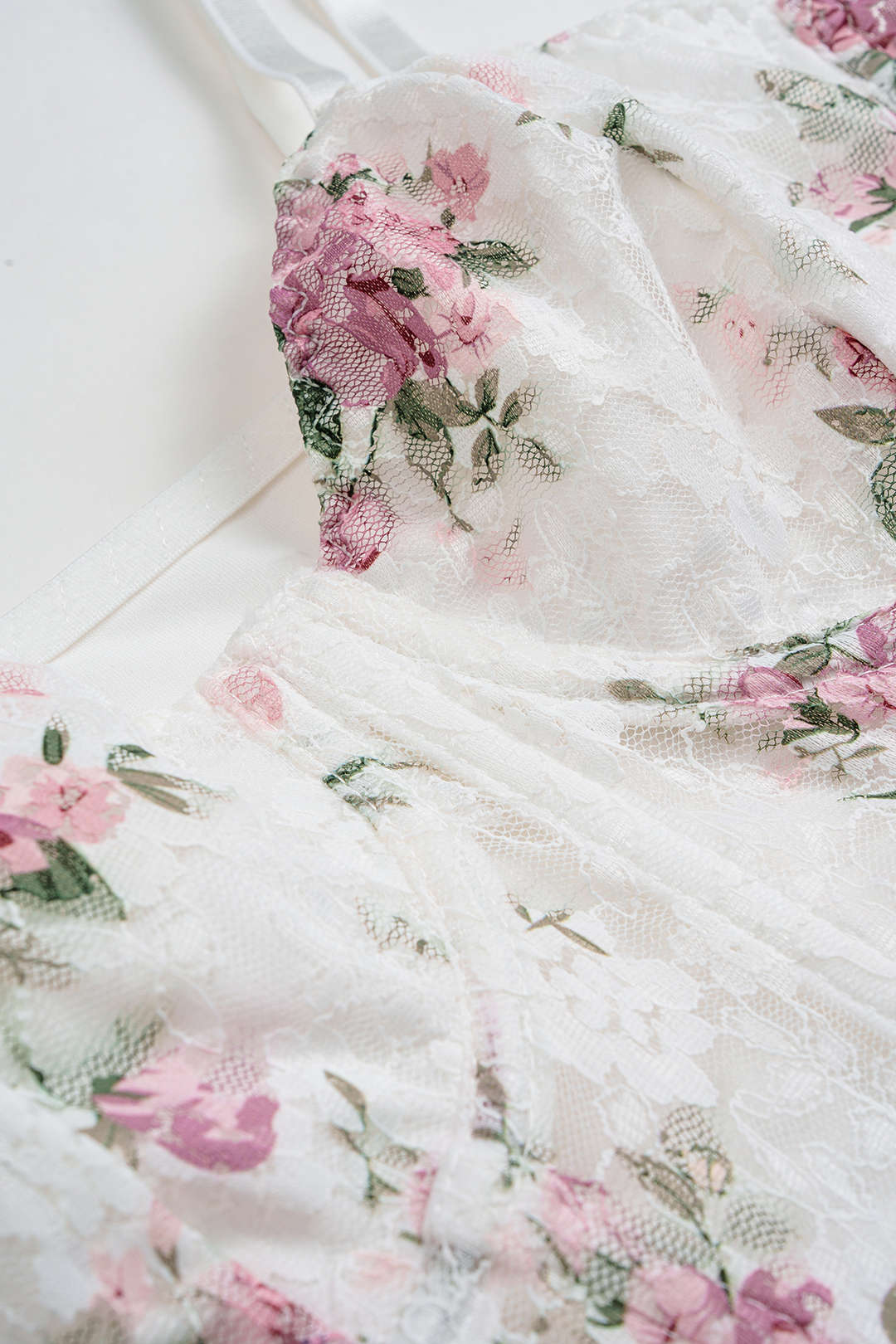 Floral Print Sheer Slip Underwire Sleeveless Bodysuit