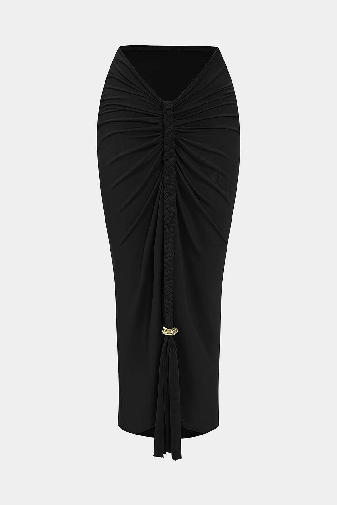 Metallic Decor Braided Ruched Skirt