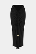 Metallic Decor Braided Ruched Skirt