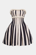 Stripes Print Twist Knot Strapless Sleeveless Mini Dress