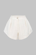Shirred Waistband Wide Leg Shorts