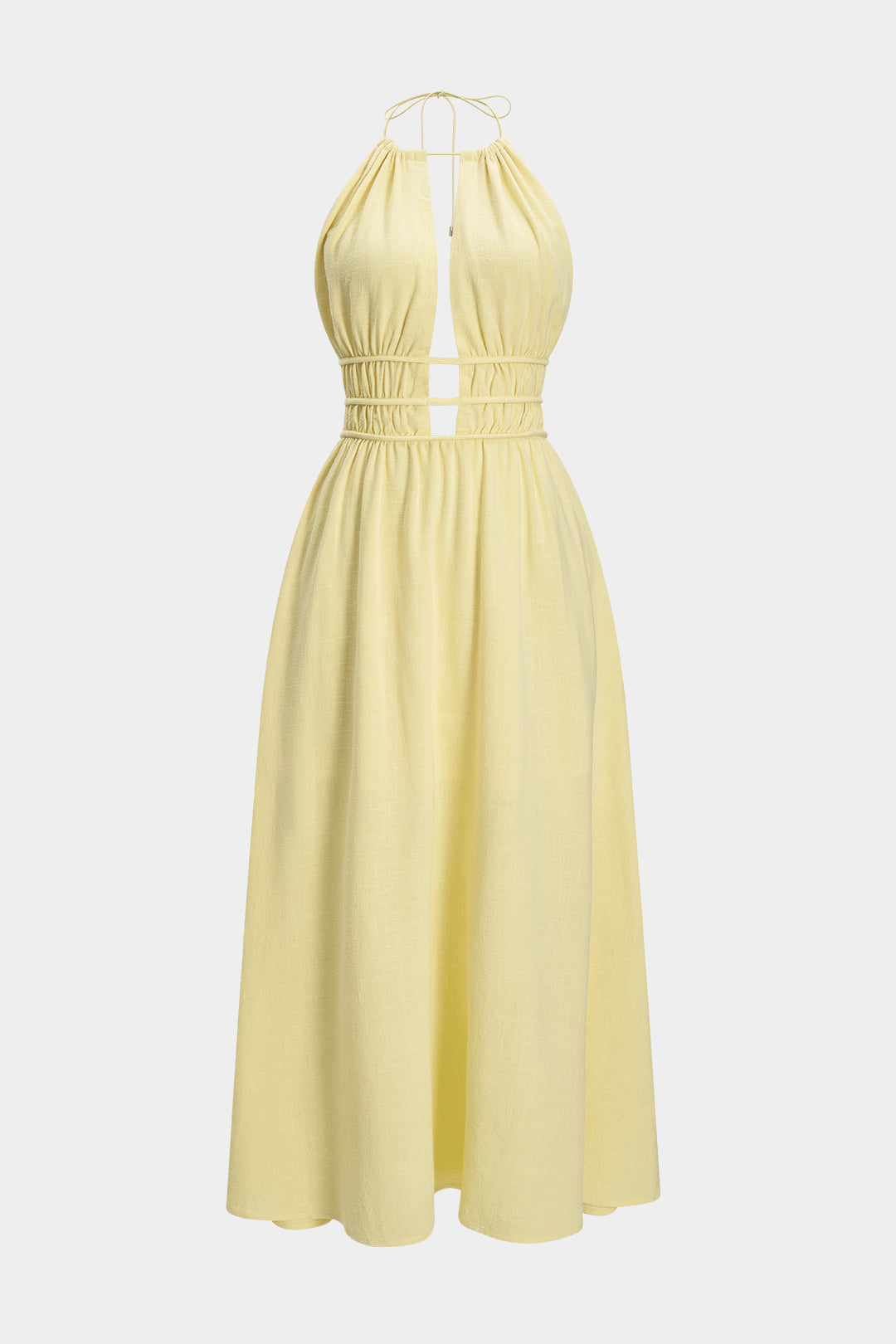 Halter Neck Cut Out Sleeveless Maxi Dress