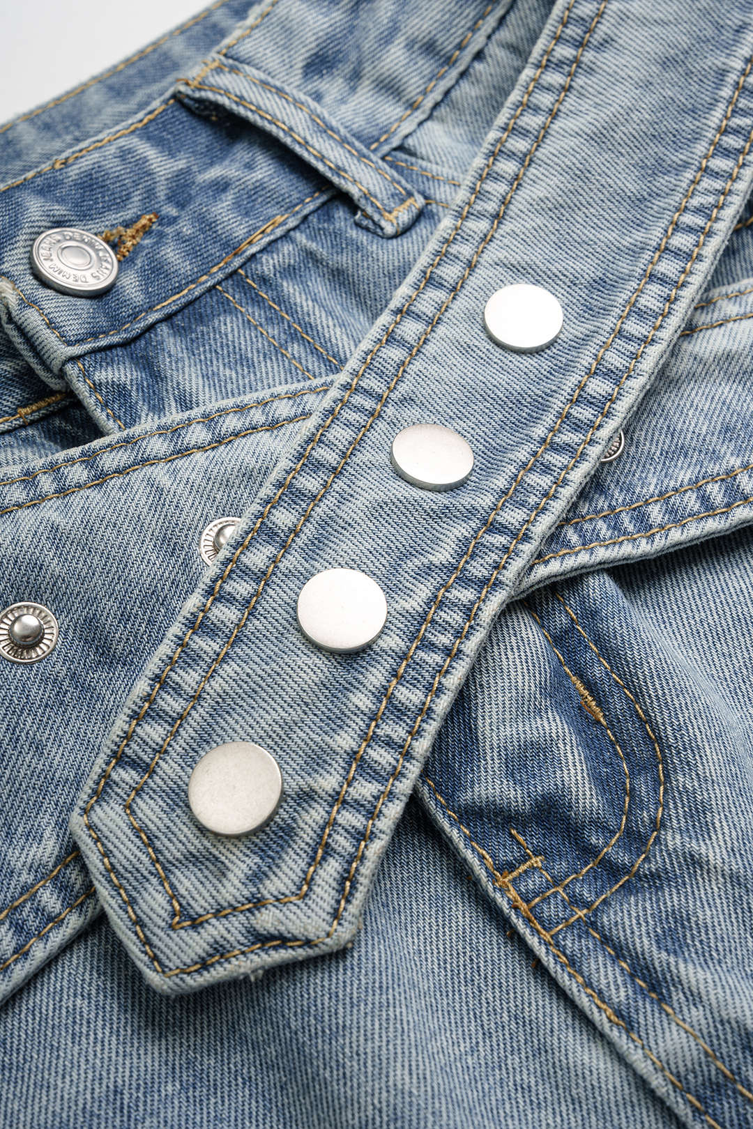 Denim Asymmetrical Belted Pocket Skirt