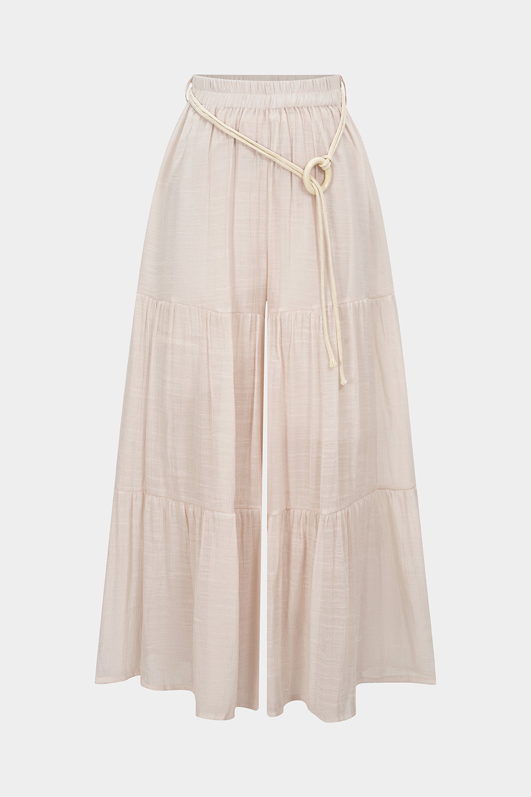 Belted Ruched High Waist Wide Leg Pants