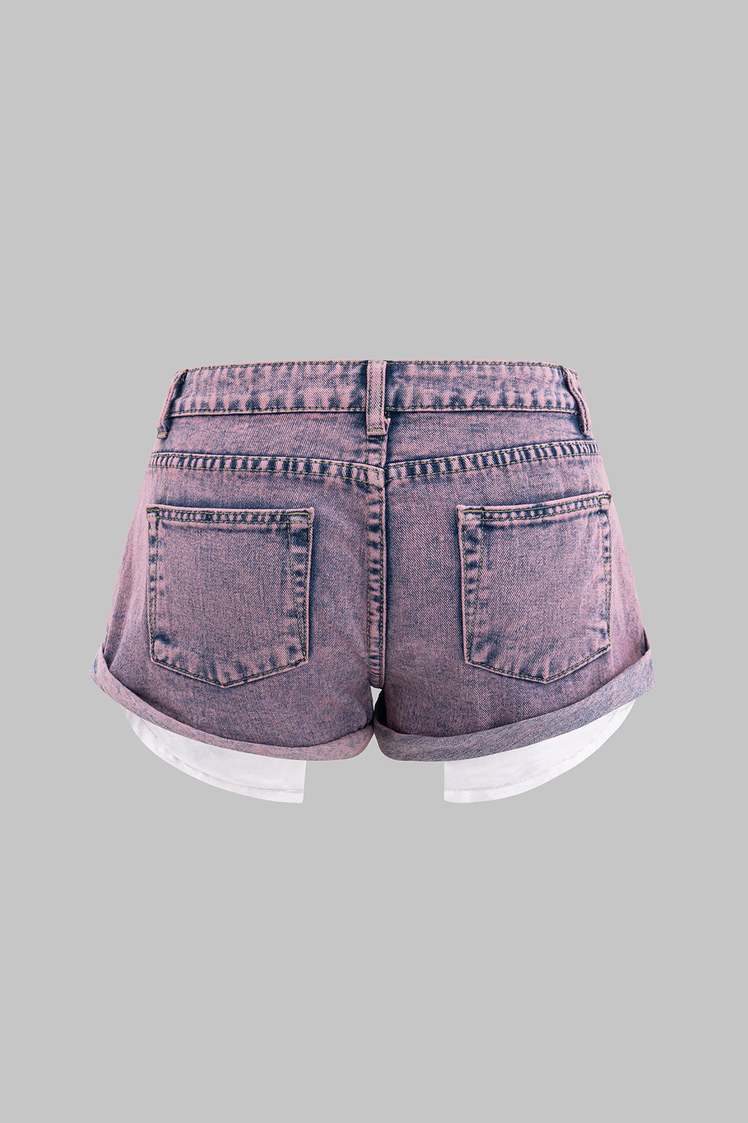 Denim Asymmetrical Ripped Pocket Shorts