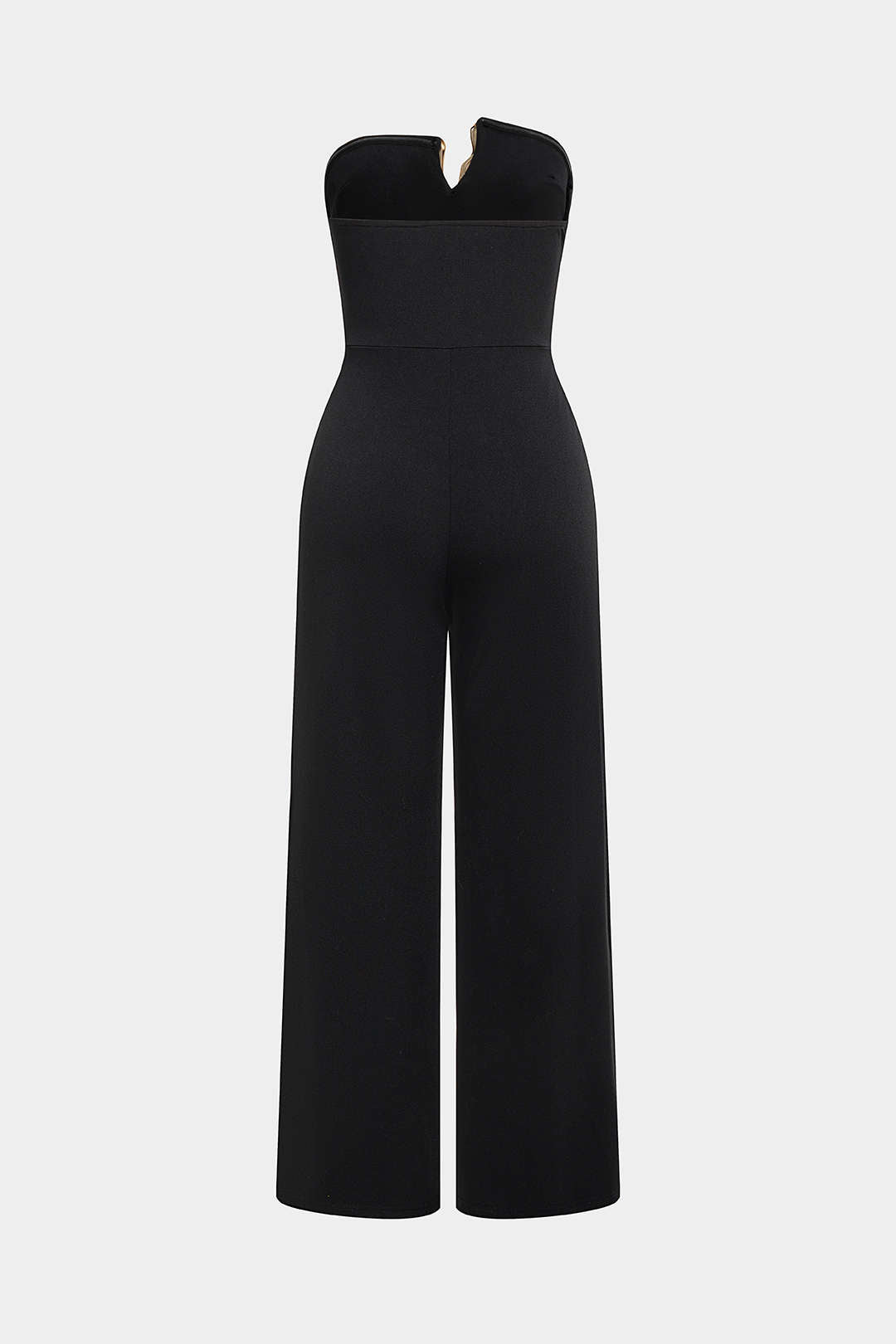 Irregular Metallic Strapless Wide Leg Jumpsuit