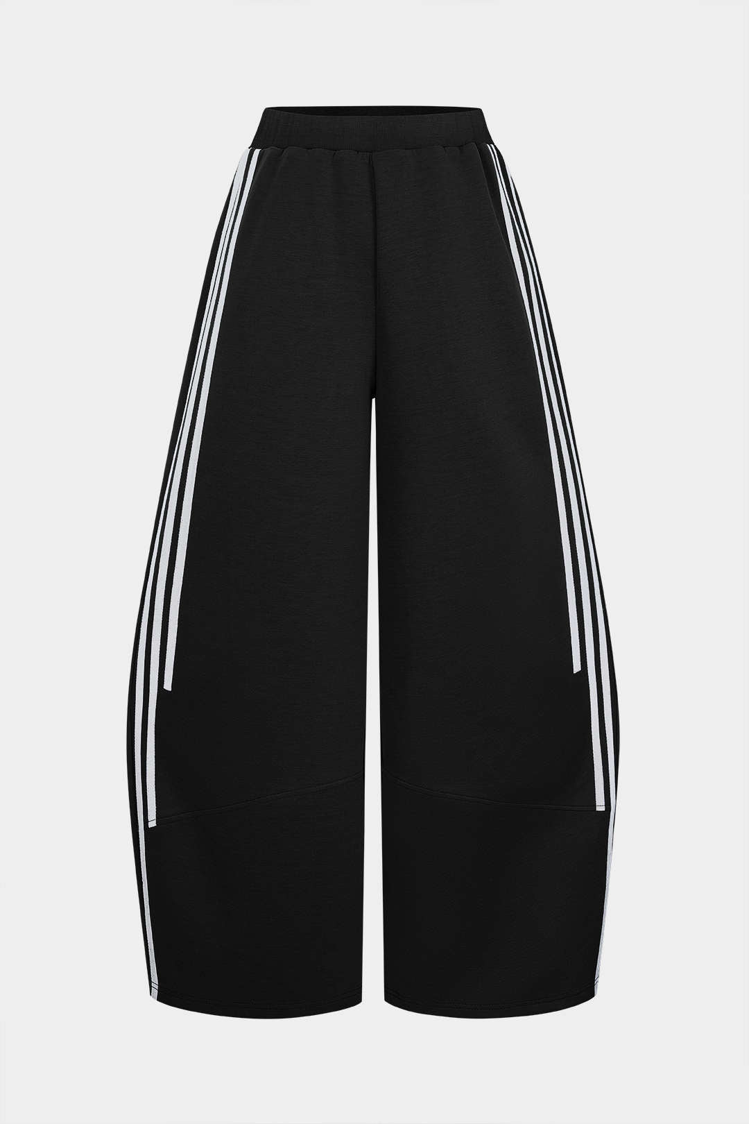 Contrast Stripes Print Ruched Wide Leg Pants