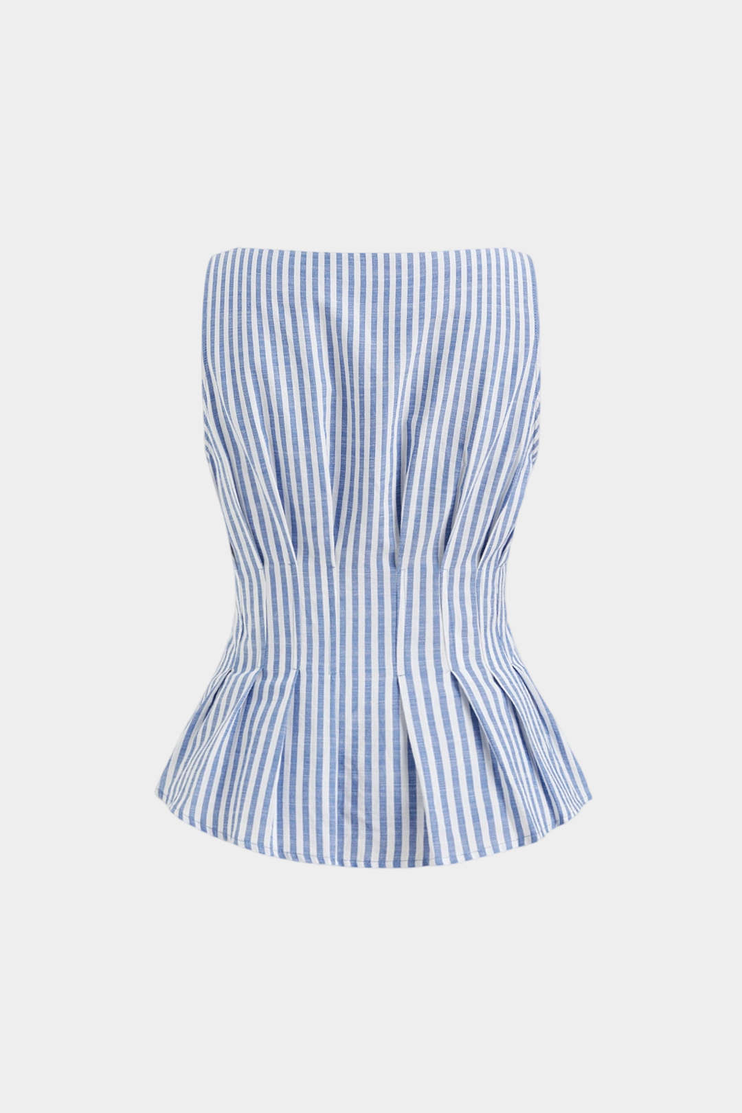 Stripes Print Round Neck Ruched Tank Top