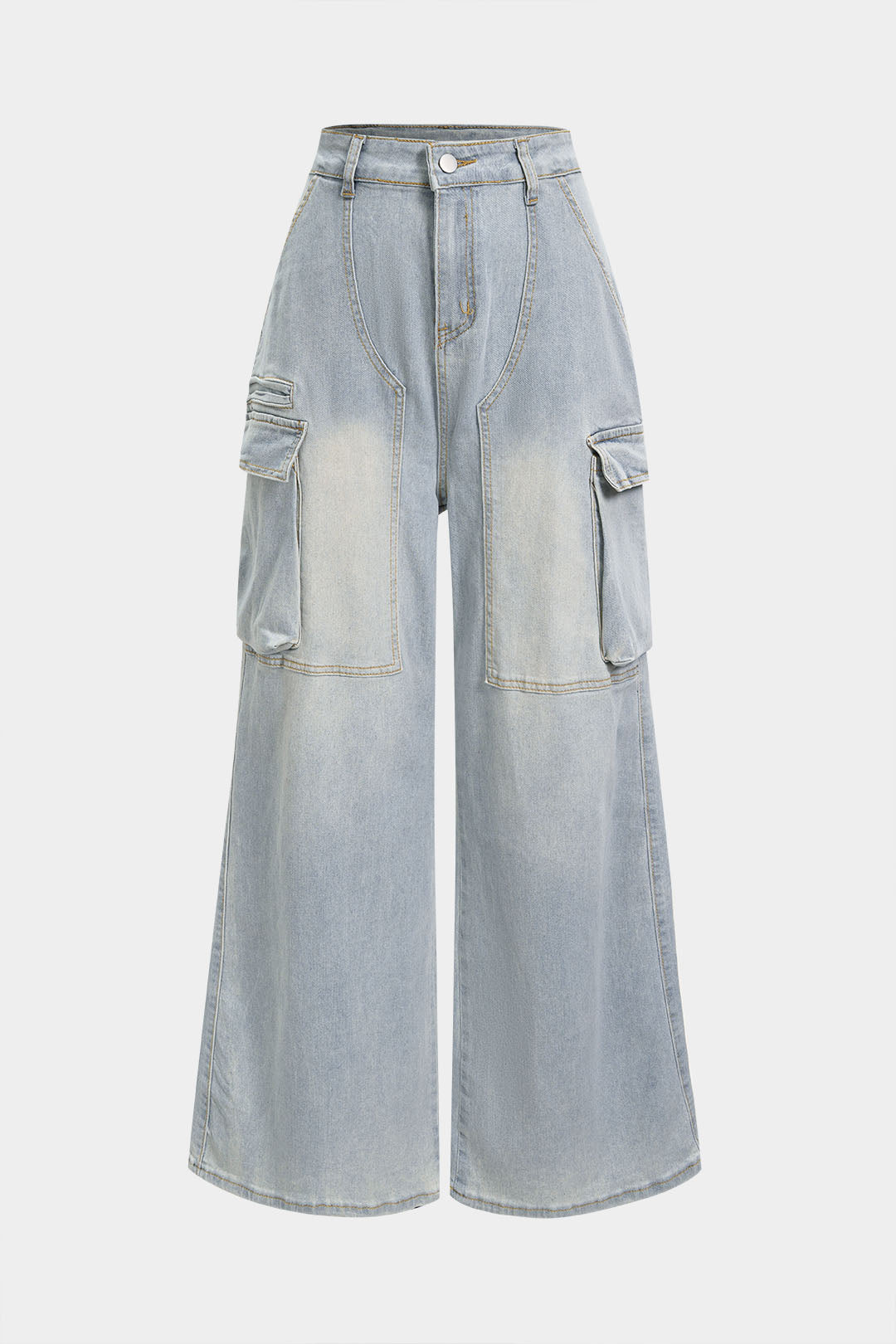 Denim Pocket Wide Leg Jeans