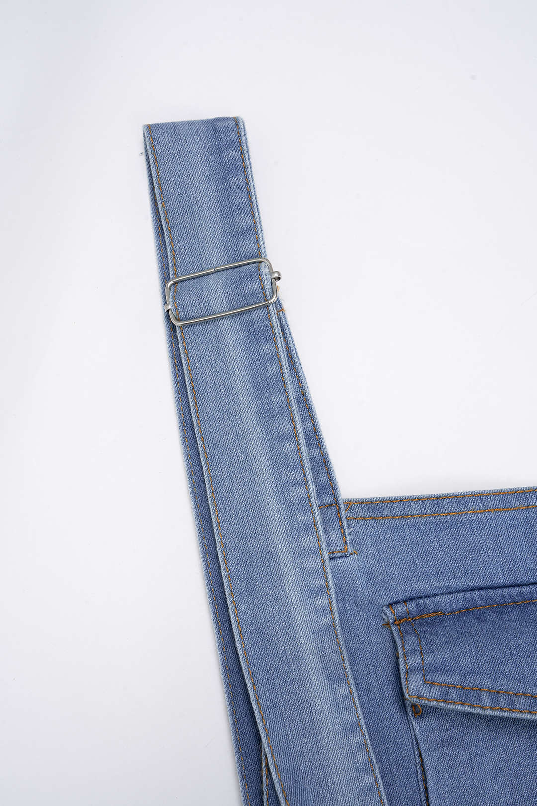 Denim Square Neck Pocket Sleeveless Jumpsuit