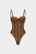 Mesh Sheer Patchwork Bustier Corset Slip Sleeveless Bodysuit