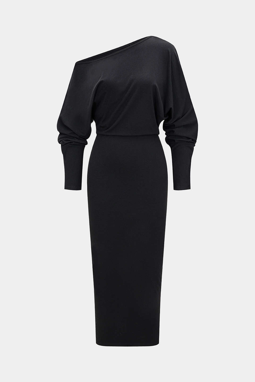 One Shoulder Long Sleeve Midi Dress