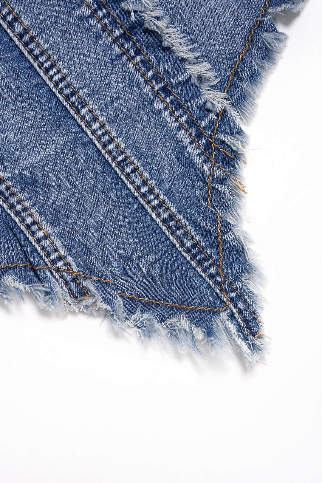Denim Frayed Asymmetrical Tube Top