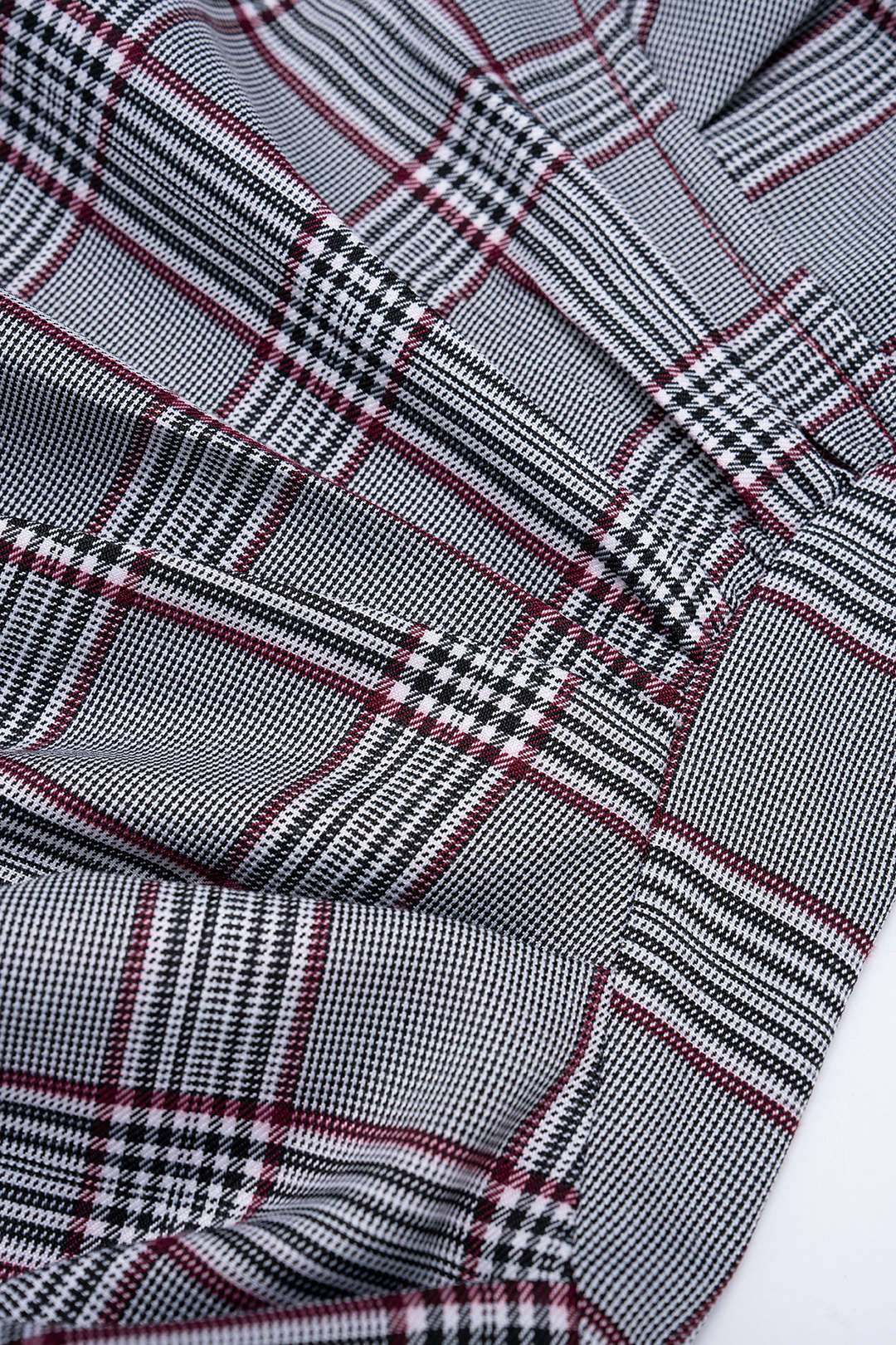 Plaid Print V-Neck Asymmetrical Ruched Long Sleeve Midi Dress