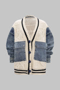 Denim Patchwork Knit Outerwear