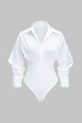 Solid Patchwork Long Sleeve Bodysuit
