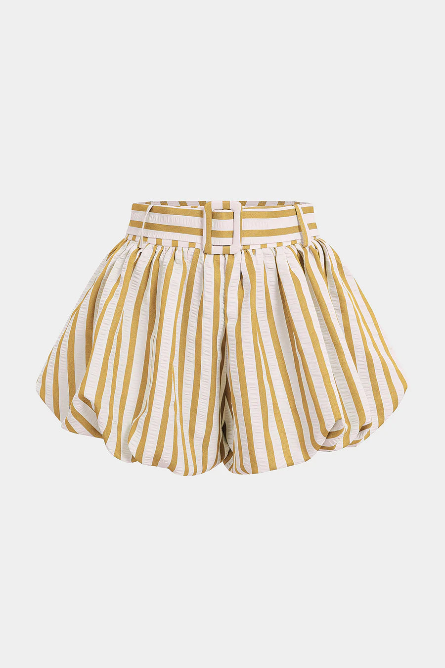 Striped Textured Ruched Shorts