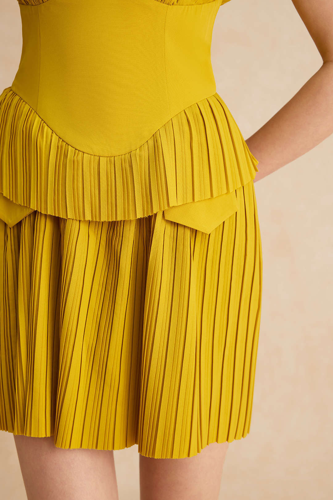 Pleated Patchwork Corset Sleeveless Mini Dress