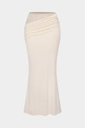 Lace Patchwork Asymmetrical Ruched High Waist Skirt
