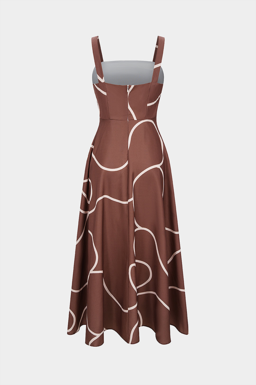 Abstract Print Square Neck Sleeveless Maxi Dress