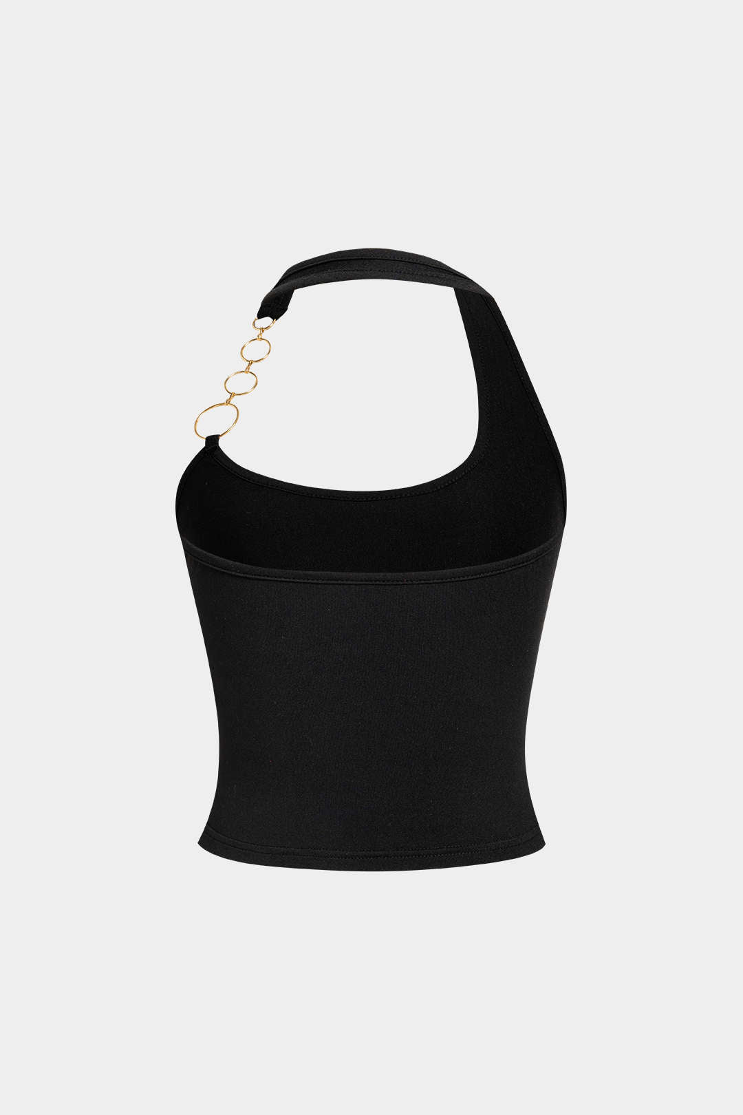 Metallic Halter Neck Backless Asymmetrical Tank Top