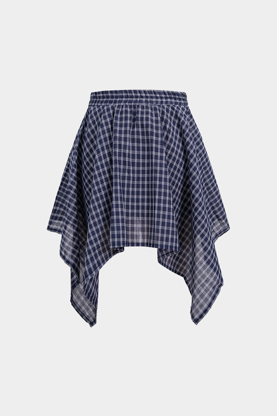 Plaid Print Asymmetrical Ruched Skirt