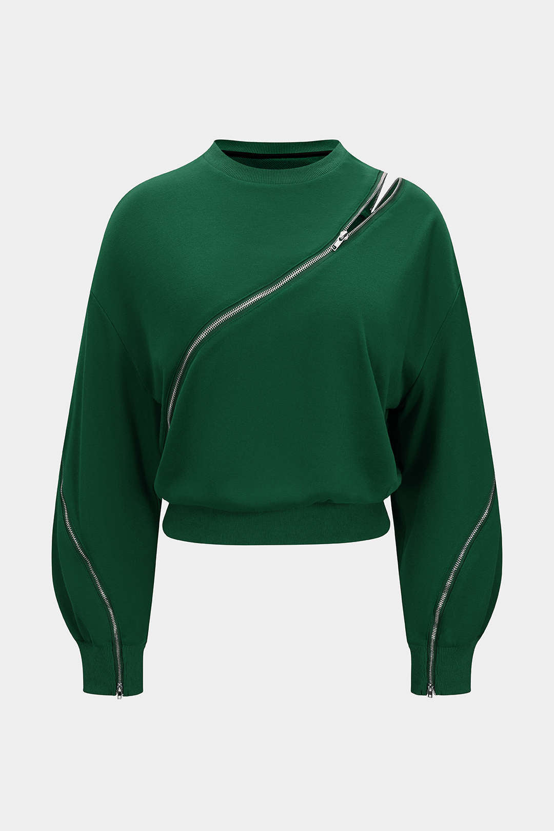 Round Neck Zipper Sweatshirt