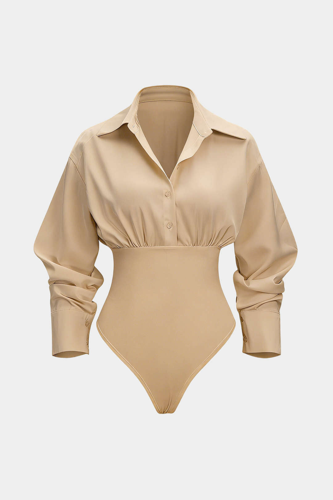 Solid Patchwork Long Sleeve Bodysuit