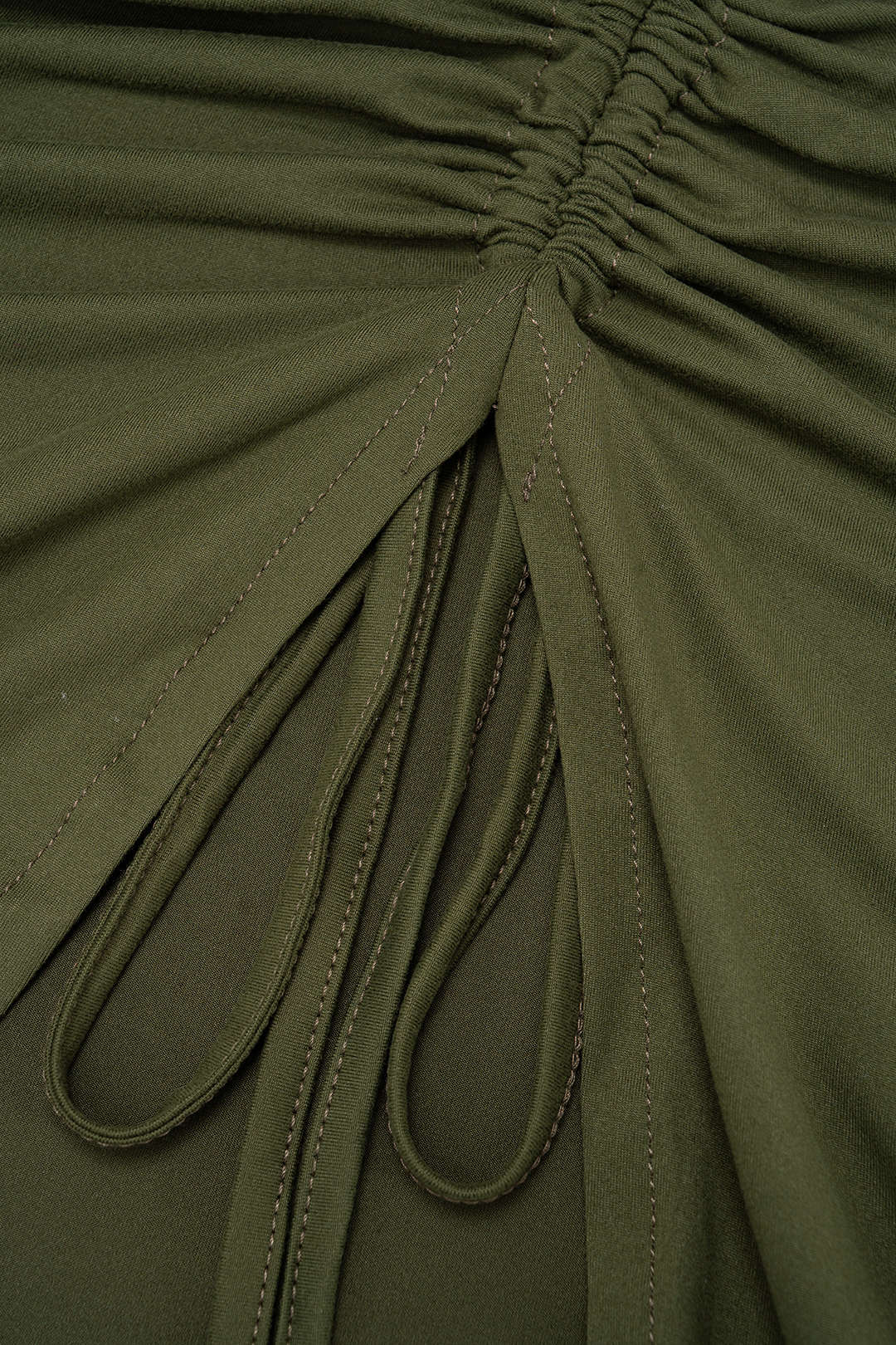 Solid Round Neck Cami Top And Drawstring Ruched Skirt Set