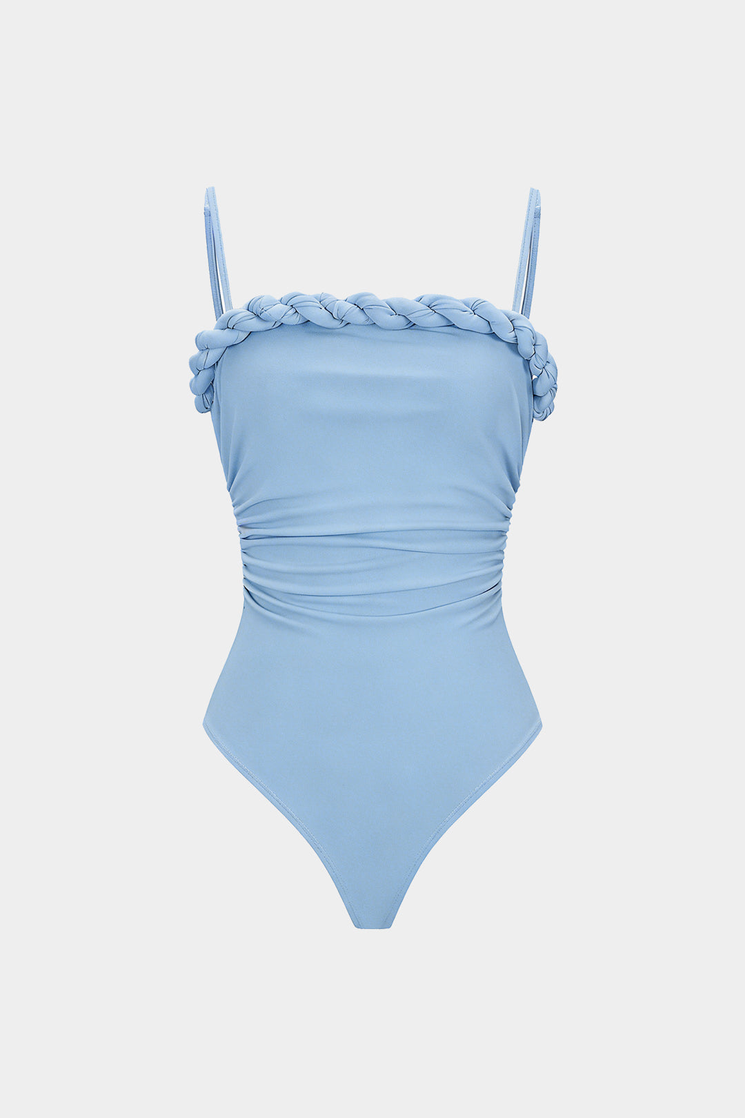 Solid Twist Knot Ruched Sleeveless Bodysuit