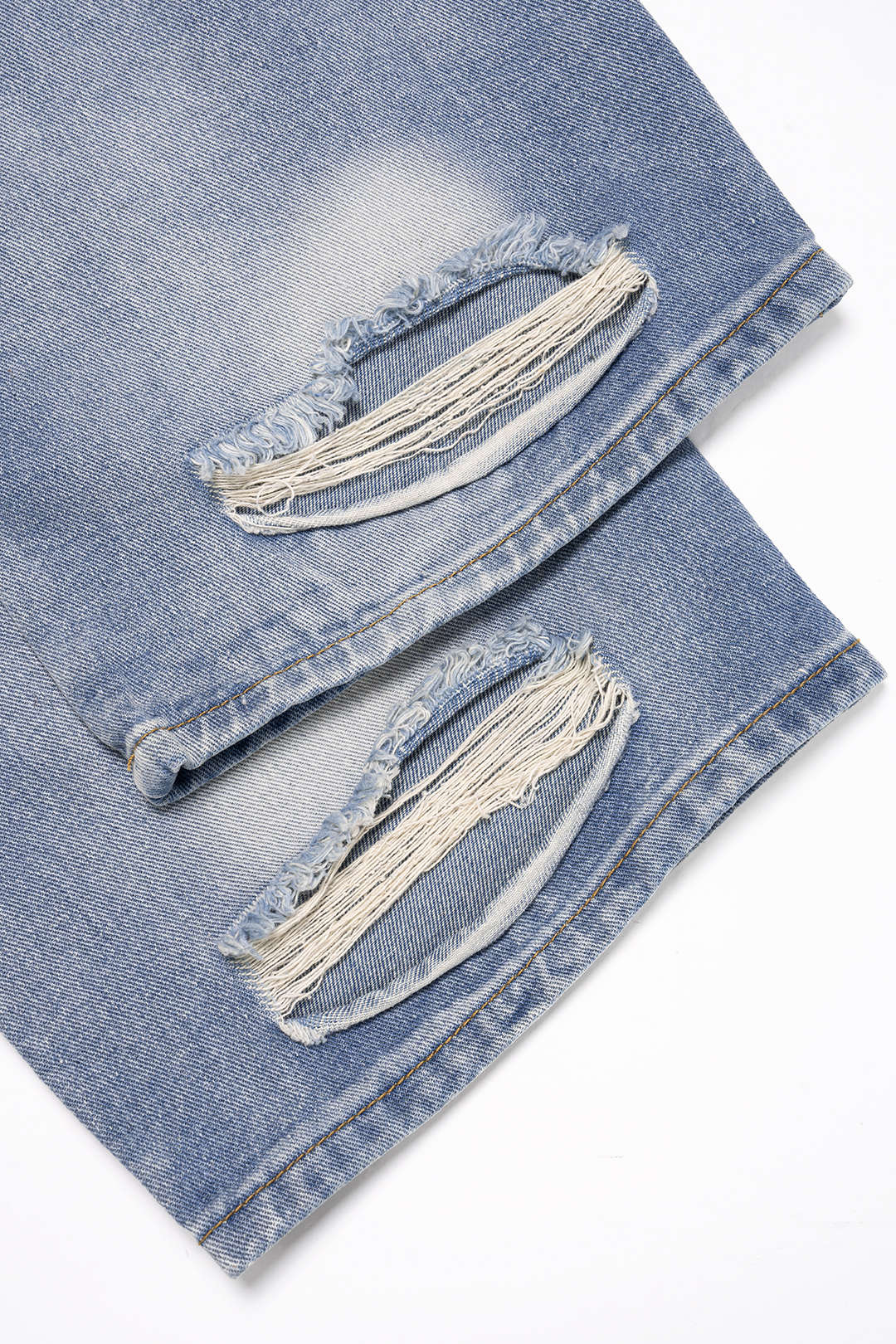 Denim Ripped Straight Leg Jeans