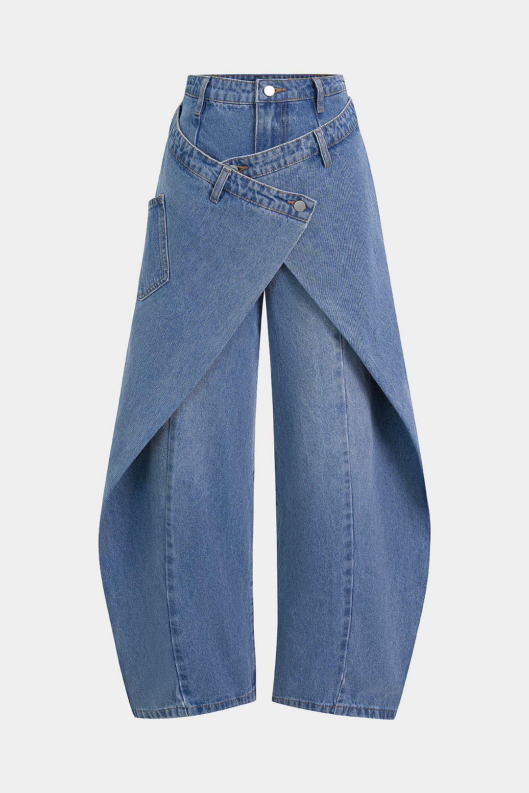 Denim Asymmetric Button Jeans