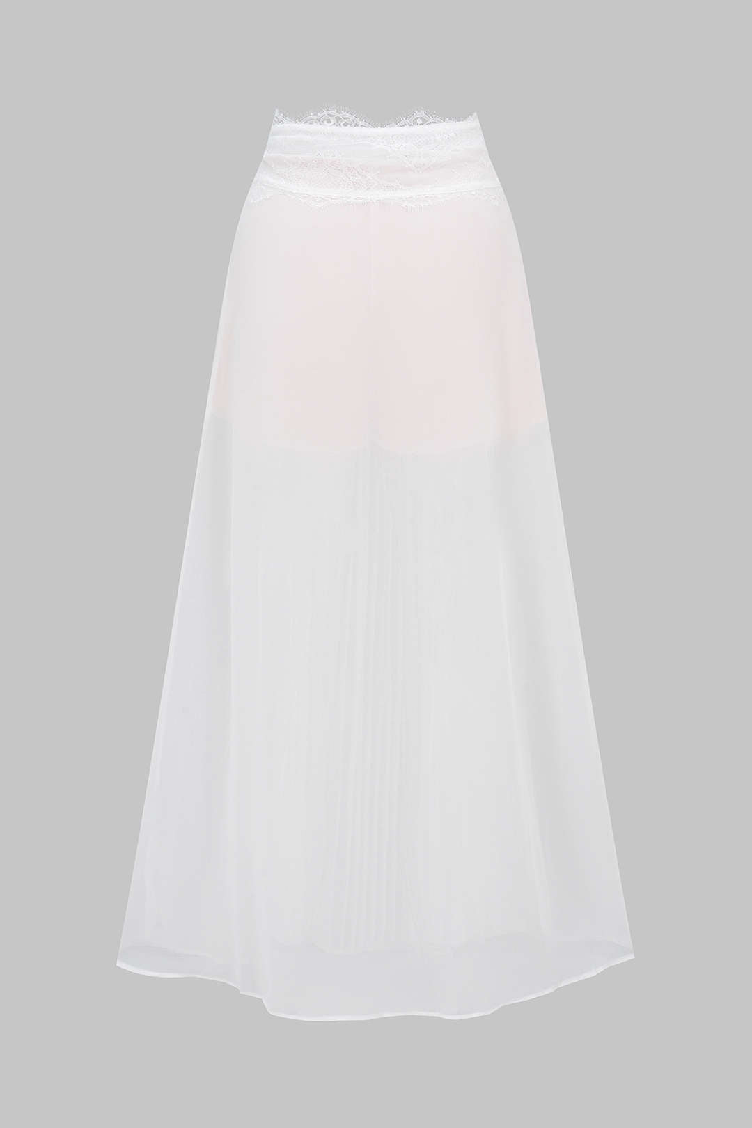 Lace Tie-Up Pleated Skirt