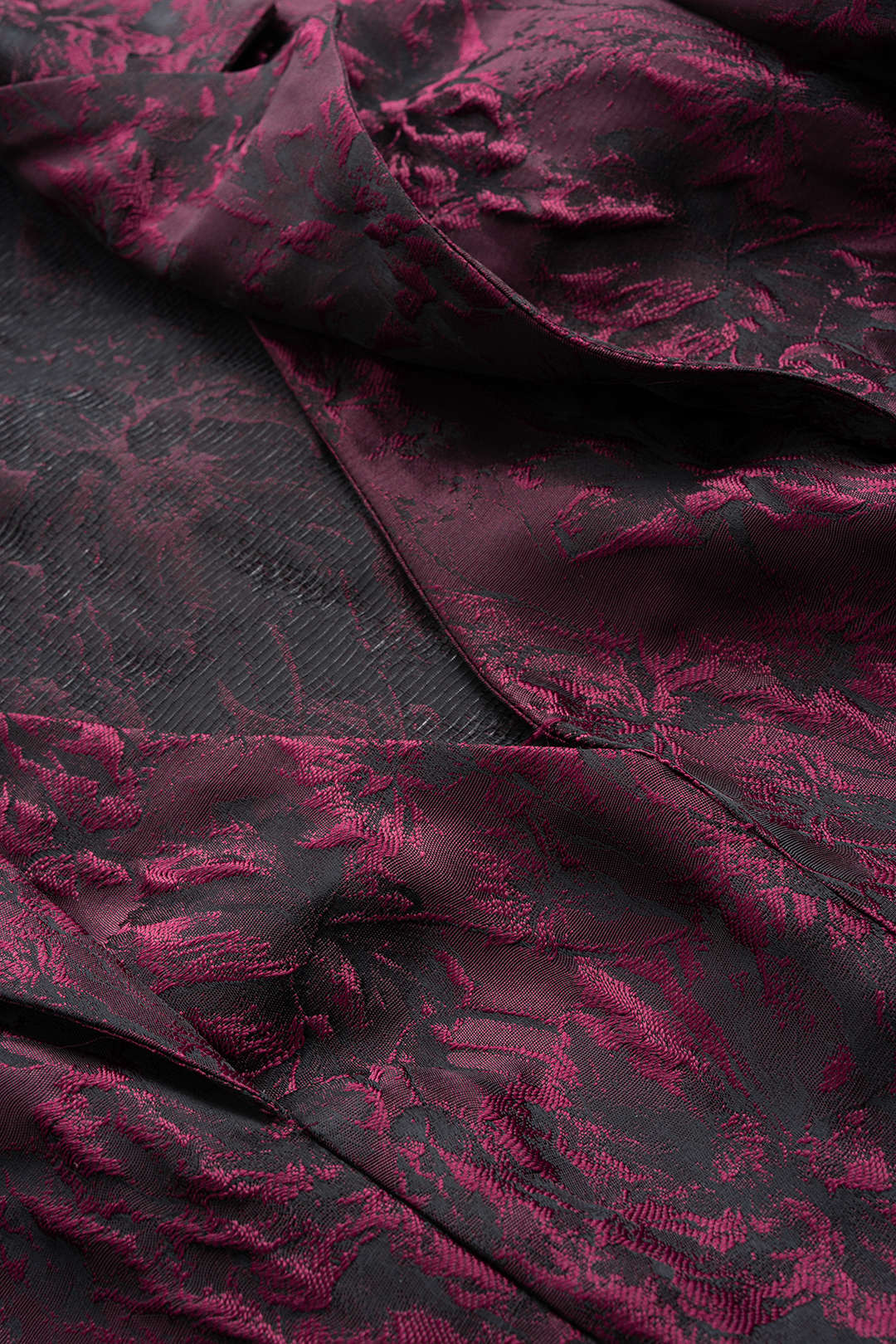 Floral Print Jacquard Notched Lapel Long Sleeve Bodysuit