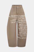 Letter Print Straight Leg Barrel Jeans