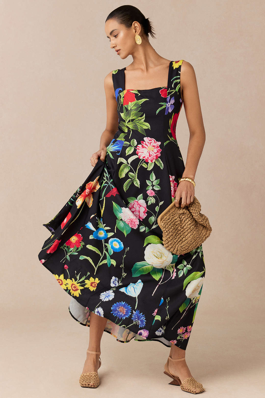 Floral Print Sleeveless Maxi Dress
